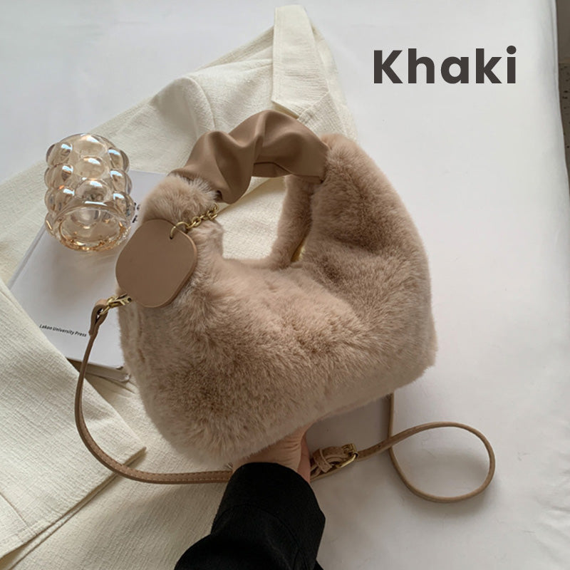 👜 Bolsa de Faux Fur 2026 – Asa Plegable de Piel, Versátil (Bandolera/Armpit/Hombro), Suave de Visón y Cierre de Cremallera ✨💖