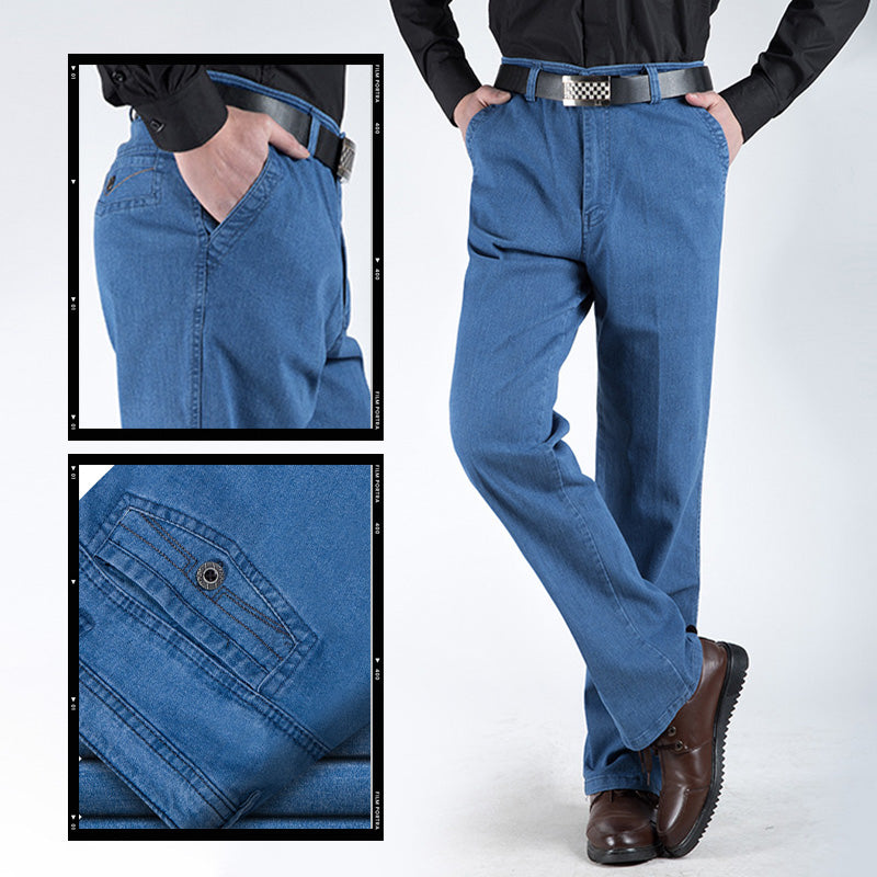 👖✨ Jeans de Cintura Alta Rectos para Hombre – Estilo Clásico y Confort para Todos los Días 💼💥