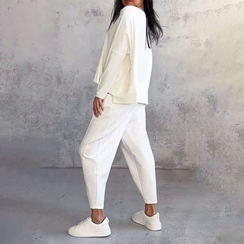 ✨👕🔥 Conjunto de 2 Piezas Mujer – Camiseta y Pantalón de Manga Larga con Cuello Redondo 💖 Estilo Casual y Moderno | 🌟 Comodidad Todo el Día | ⚡ Diseño Elegante y Versátil