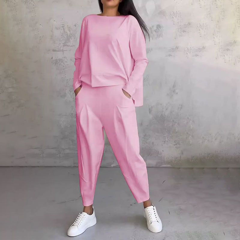 ✨👕🔥 Conjunto de 2 Piezas Mujer – Camiseta y Pantalón de Manga Larga con Cuello Redondo 💖 Estilo Casual y Moderno | 🌟 Comodidad Todo el Día | ⚡ Diseño Elegante y Versátil