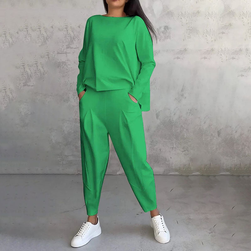 ✨👕🔥 Conjunto de 2 Piezas Mujer – Camiseta y Pantalón de Manga Larga con Cuello Redondo 💖 Estilo Casual y Moderno | 🌟 Comodidad Todo el Día | ⚡ Diseño Elegante y Versátil