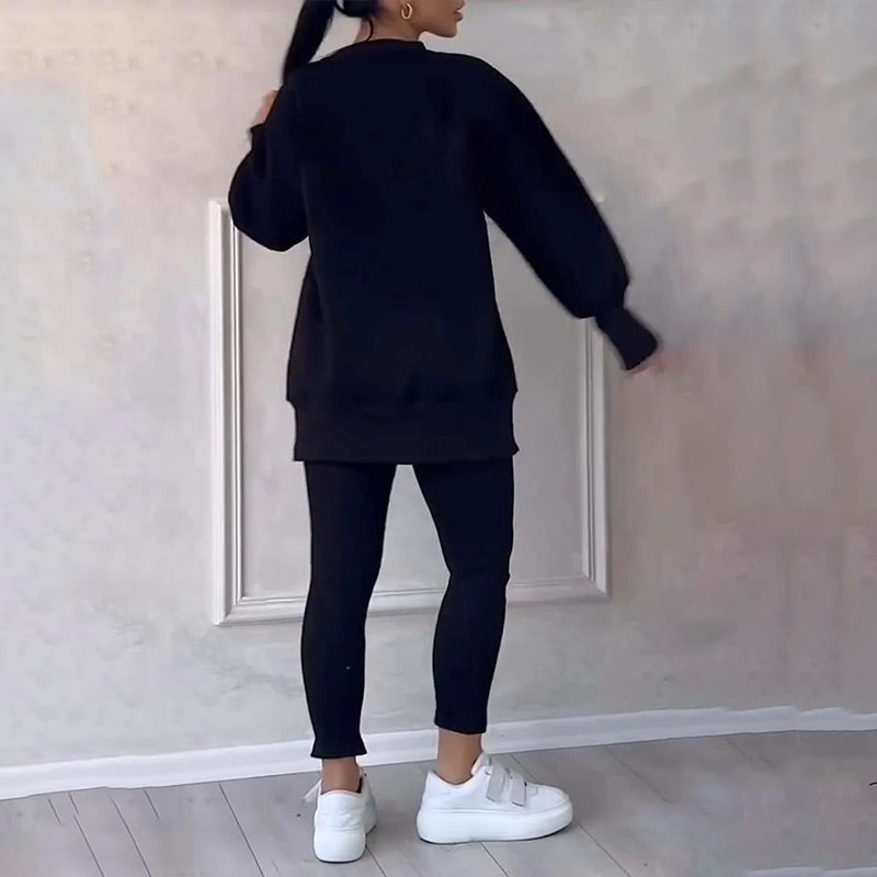 ✨👟 Conjunto Casual de Sudadera y Mallas para Mujer – Comodidad Moderna para Casa, Gym y Salidas Diarias 💖🔥
