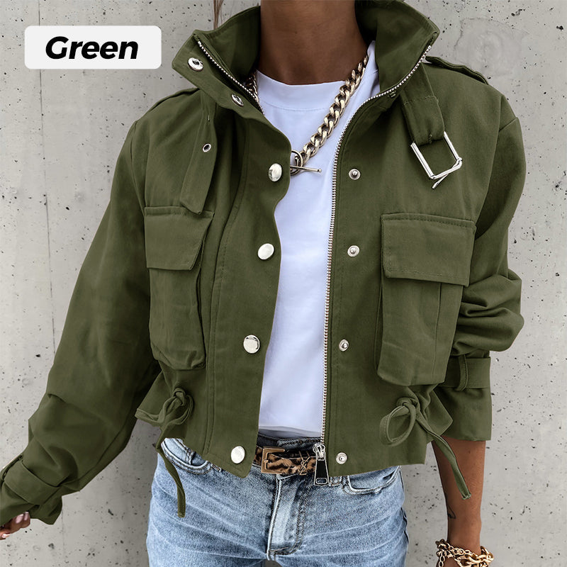 ⏰ ¡Oferta Limitada 50% OFF! 🧥 Chaqueta con Cuello Alto – Botones a Presión, Cordón Ajustable y Bolsillos, Estilo y Comodidad para Cualquier Ocasión ✨🌿