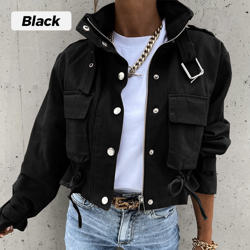 ⏰ ¡Oferta Limitada 50% OFF! 🧥 Chaqueta con Cuello Alto – Botones a Presión, Cordón Ajustable y Bolsillos, Estilo y Comodidad para Cualquier Ocasión ✨🌿
