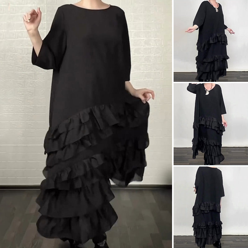 ✨💃 Vestido Fluido Oversize con Volantes y Capas – Elegante, Cómodo y Perfecto para Cualquier Ocasión