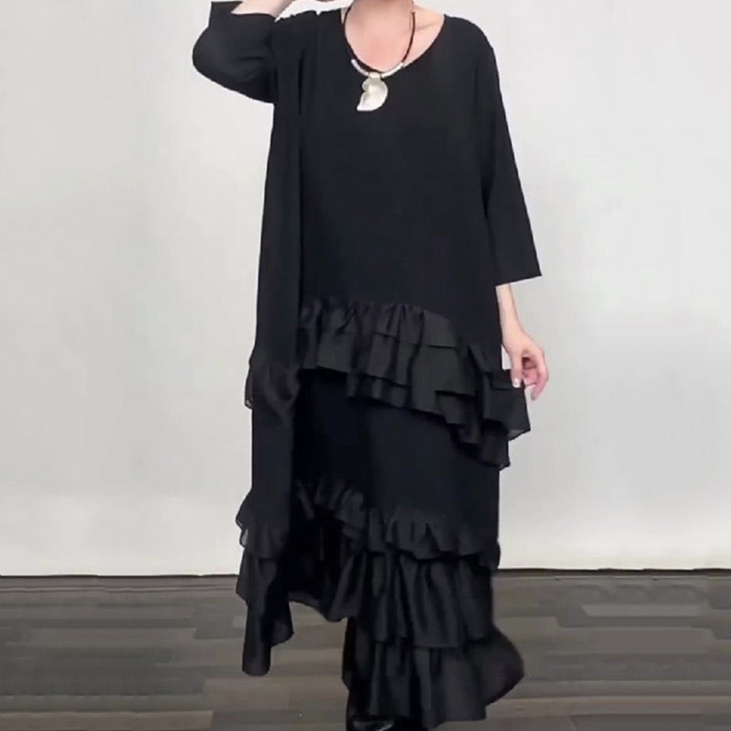 ✨💃 Vestido Fluido Oversize con Volantes y Capas – Elegante, Cómodo y Perfecto para Cualquier Ocasión