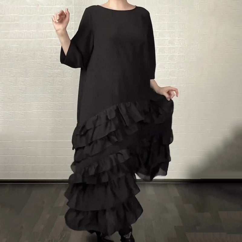 ✨💃 Vestido Fluido Oversize con Volantes y Capas – Elegante, Cómodo y Perfecto para Cualquier Ocasión
