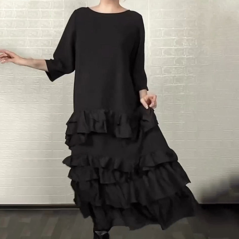 ✨💃 Vestido Fluido Oversize con Volantes y Capas – Elegante, Cómodo y Perfecto para Cualquier Ocasión