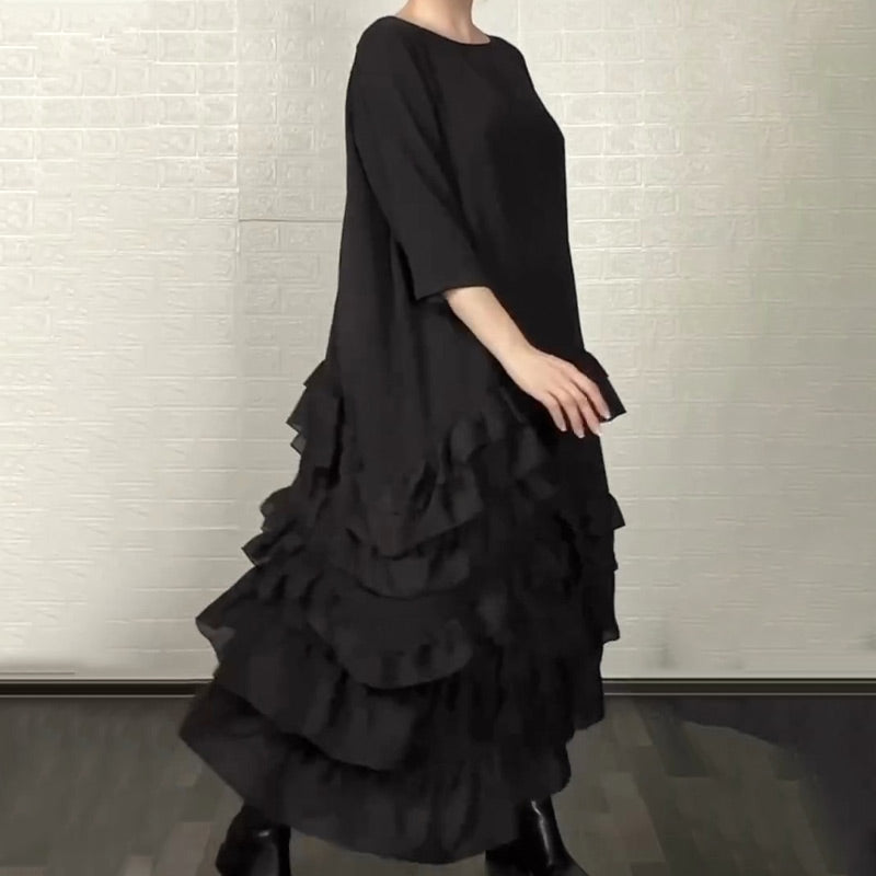 ✨💃 Vestido Fluido Oversize con Volantes y Capas – Elegante, Cómodo y Perfecto para Cualquier Ocasión