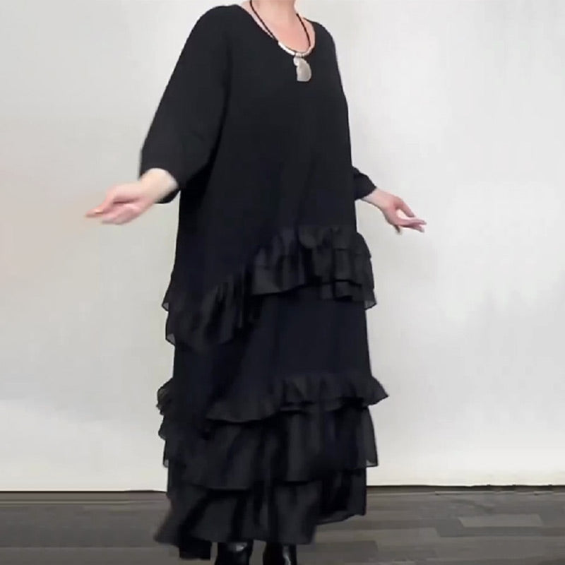 ✨💃 Vestido Fluido Oversize con Volantes y Capas – Elegante, Cómodo y Perfecto para Cualquier Ocasión