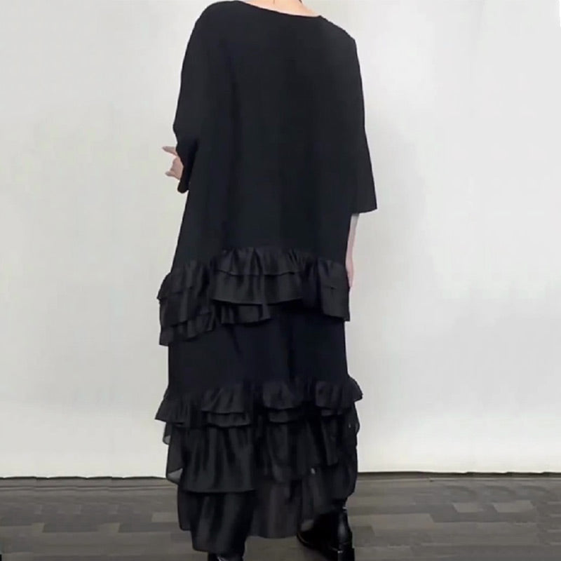 ✨💃 Vestido Fluido Oversize con Volantes y Capas – Elegante, Cómodo y Perfecto para Cualquier Ocasión