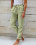 👖 Pantalones de Pierna Ancha de Lino y Algodón para Mujer – Cintura Elástica, Comodidad y Estilo Casual ✨💖