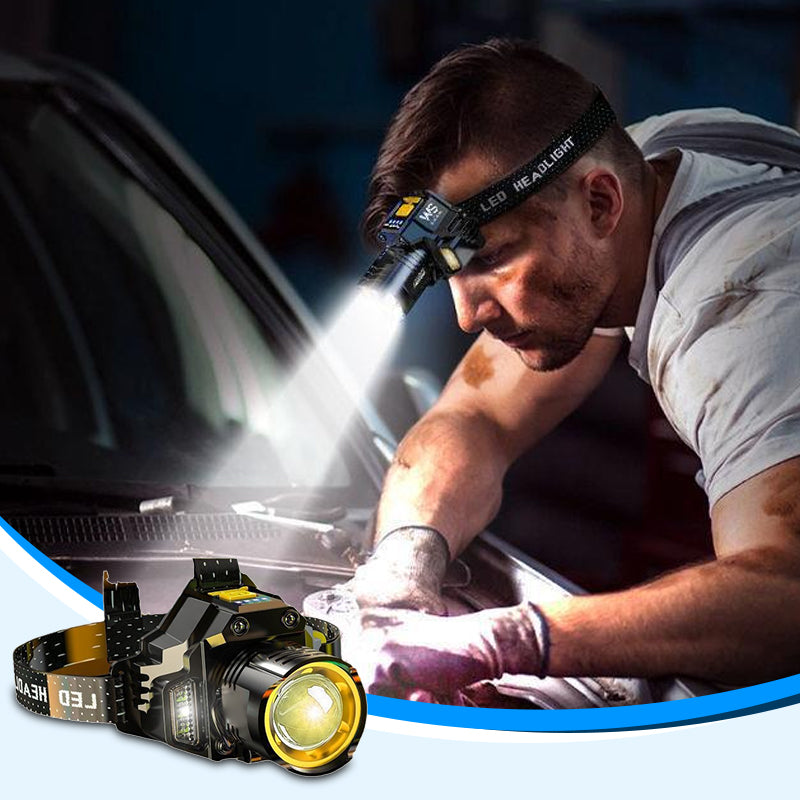 🔦💥 ¡50% DE DESCUENTO! Linterna Frontal Súper Brillante – Recargable, Impermeable y Manos Libres para Exterior 🌧️🏕️