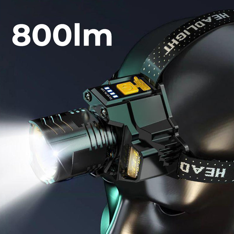 🔦💥 ¡50% DE DESCUENTO! Linterna Frontal Súper Brillante – Recargable, Impermeable y Manos Libres para Exterior 🌧️🏕️