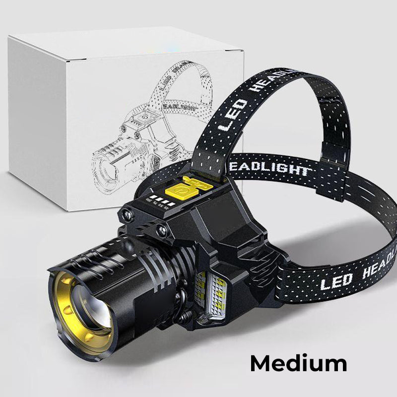 🔦💥 ¡50% DE DESCUENTO! Linterna Frontal Súper Brillante – Recargable, Impermeable y Manos Libres para Exterior 🌧️🏕️