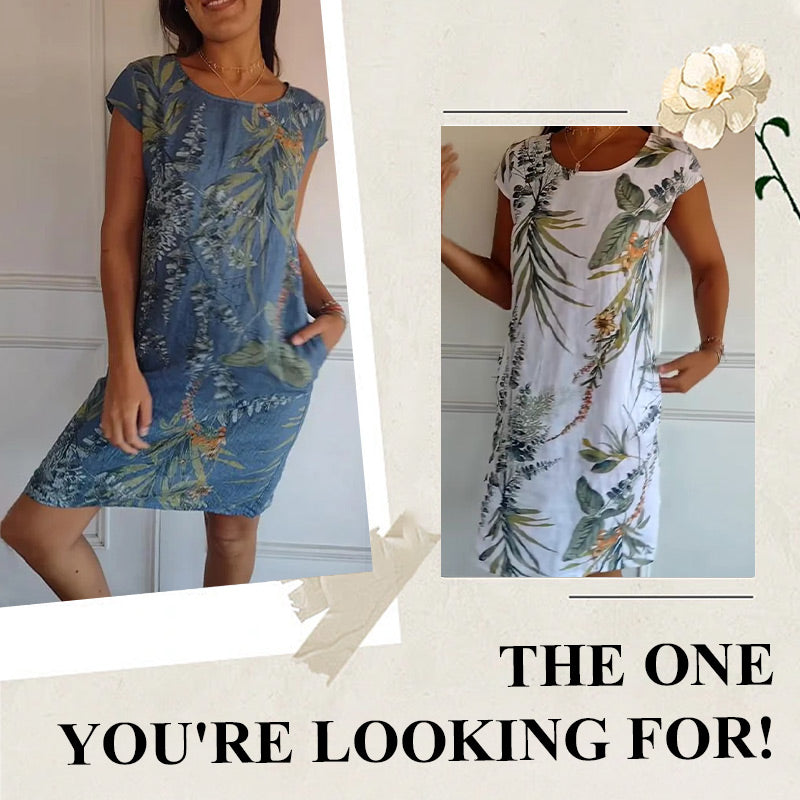 🌸✨ Vestido Estampado de Manga Corta para Mujer – Ligero, Cómodo y Súper Favorecedor 💃🌿 Estilo Fresco para el Día a Día ☀️