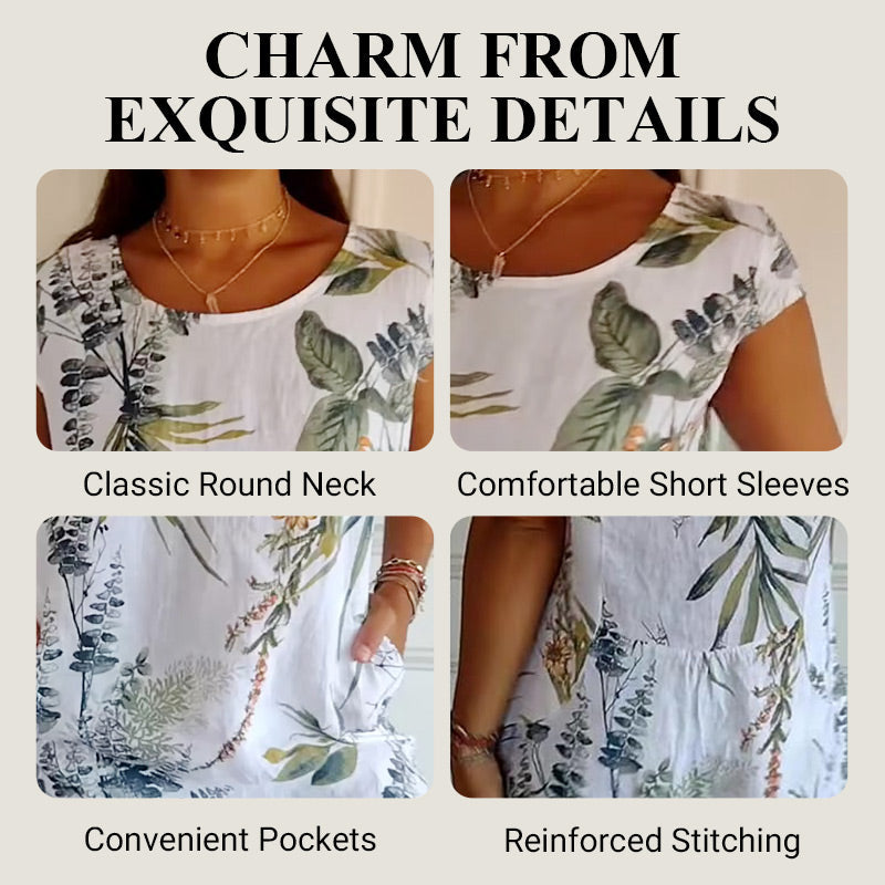 🌸✨ Vestido Estampado de Manga Corta para Mujer – Ligero, Cómodo y Súper Favorecedor 💃🌿 Estilo Fresco para el Día a Día ☀️