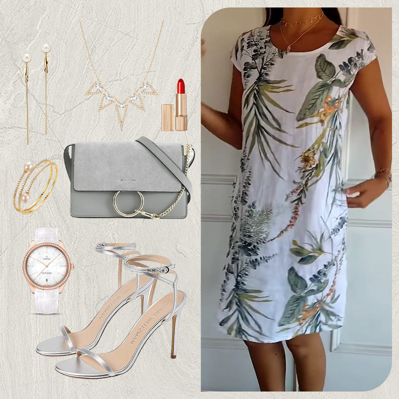 🌸✨ Vestido Estampado de Manga Corta para Mujer – Ligero, Cómodo y Súper Favorecedor 💃🌿 Estilo Fresco para el Día a Día ☀️