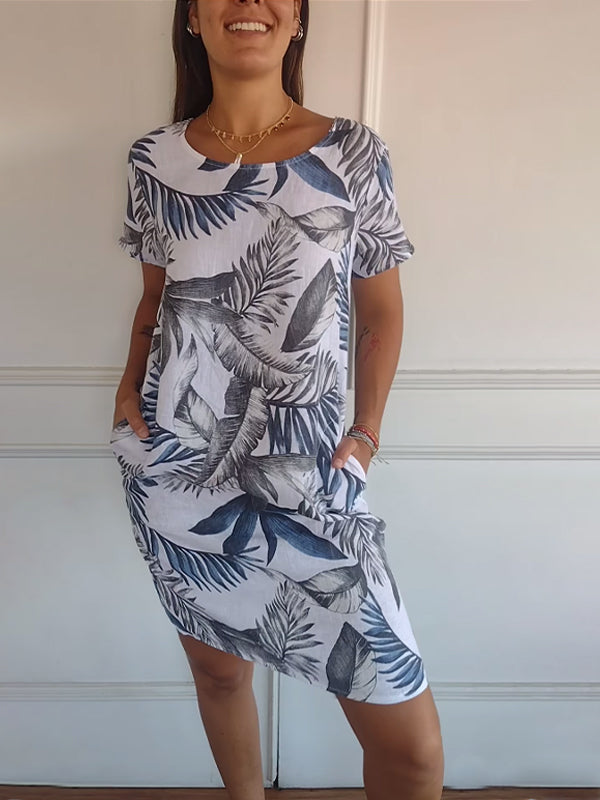 🌸✨ Vestido Estampado de Manga Corta para Mujer – Ligero, Cómodo y Súper Favorecedor 💃🌿 Estilo Fresco para el Día a Día ☀️