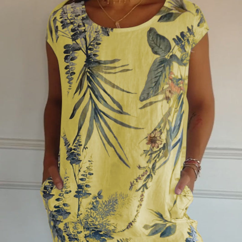 🌸✨ Vestido Estampado de Manga Corta para Mujer – Ligero, Cómodo y Súper Favorecedor 💃🌿 Estilo Fresco para el Día a Día ☀️