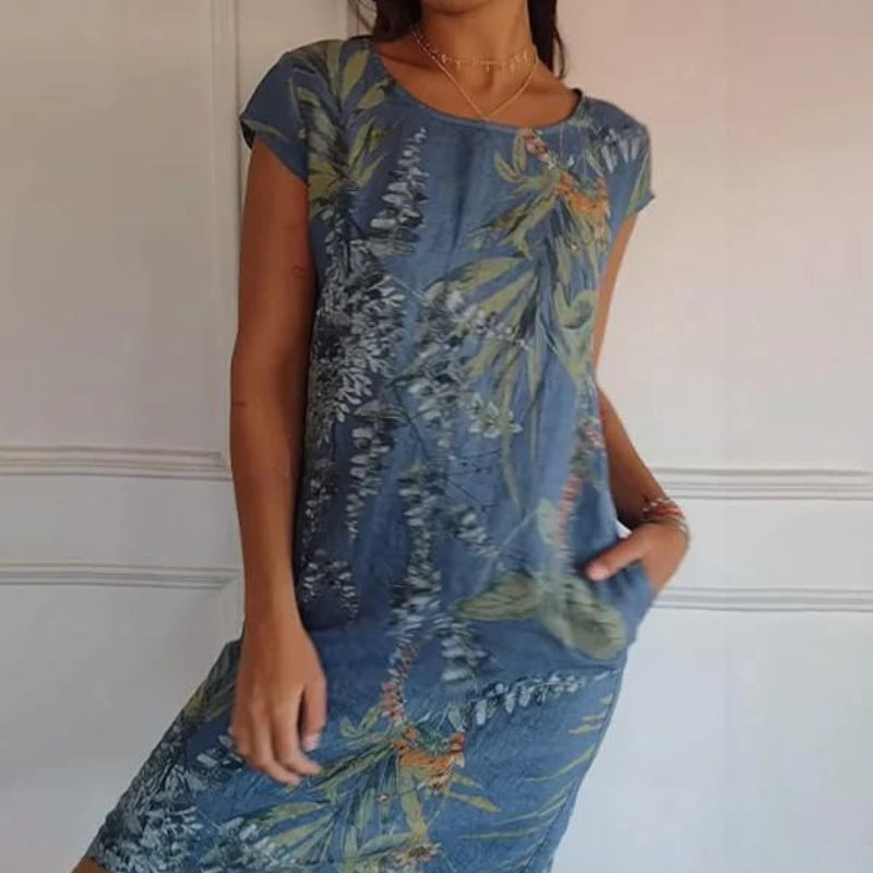 🌸✨ Vestido Estampado de Manga Corta para Mujer – Ligero, Cómodo y Súper Favorecedor 💃🌿 Estilo Fresco para el Día a Día ☀️
