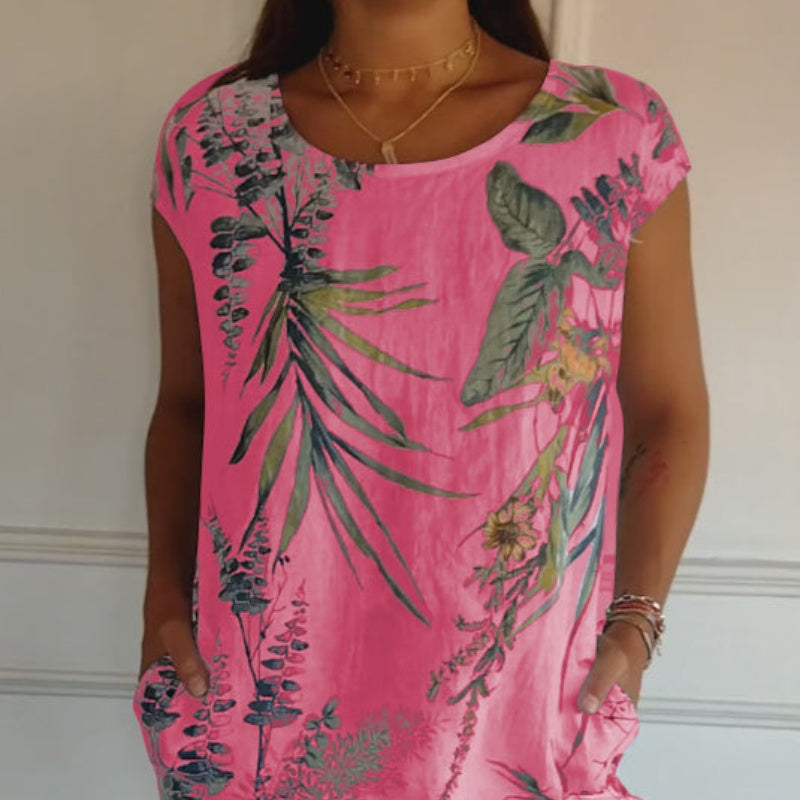 🌸✨ Vestido Estampado de Manga Corta para Mujer – Ligero, Cómodo y Súper Favorecedor 💃🌿 Estilo Fresco para el Día a Día ☀️