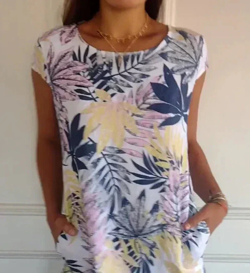 🌸✨ Vestido Estampado de Manga Corta para Mujer – Ligero, Cómodo y Súper Favorecedor 💃🌿 Estilo Fresco para el Día a Día ☀️