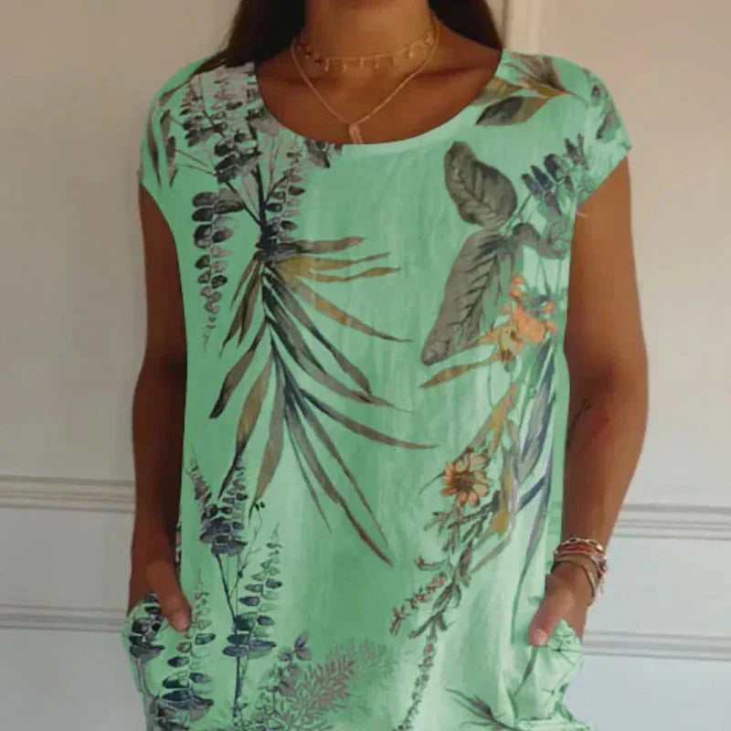 🌸✨ Vestido Estampado de Manga Corta para Mujer – Ligero, Cómodo y Súper Favorecedor 💃🌿 Estilo Fresco para el Día a Día ☀️