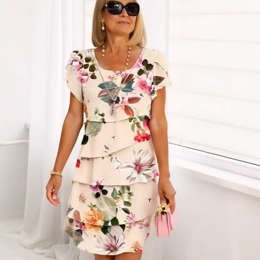 🔥¡Hasta un 50% de descuento!✨️Vestido en cascada con estampado floral multiplanta