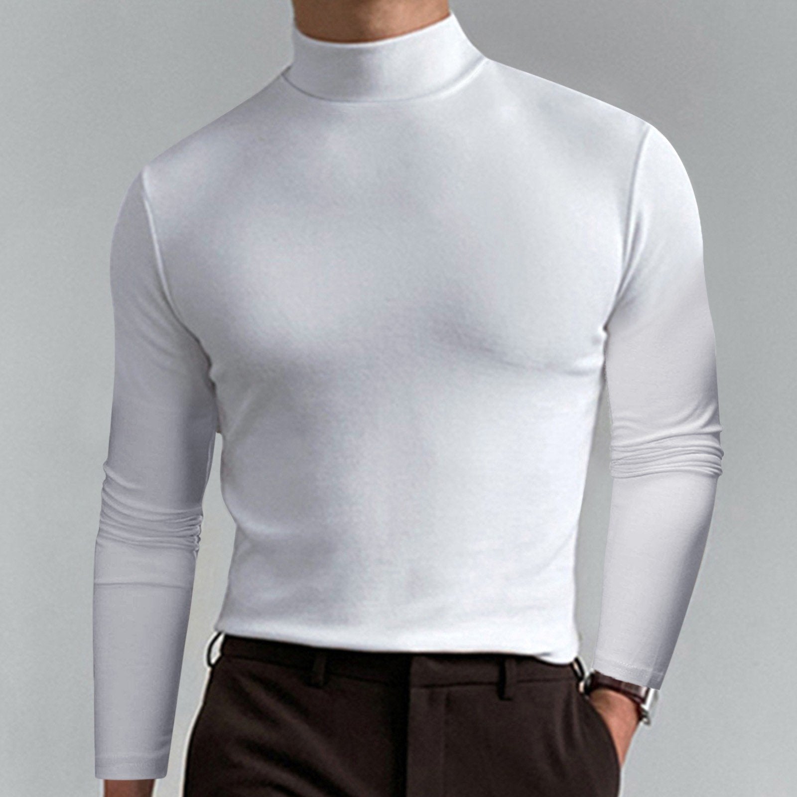 👕🔥 Camiseta Interior de Cuello Alto para Hombre – Suave, Elástica y Transpirable para Máxima Comodidad Todo el Día 💪✨