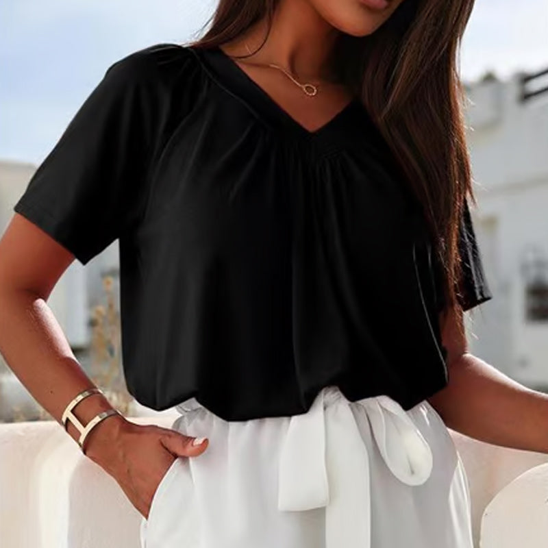 ⏰🔥 ¡50% DE DESCUENTO POR TIEMPO LIMITADO! 🌸 Camiseta Casual de Mujer Dokotoo – Manga Corta, Cuello en V y Ajuste Holgado para un Verano Fresco y Cómodo ☀️💖
