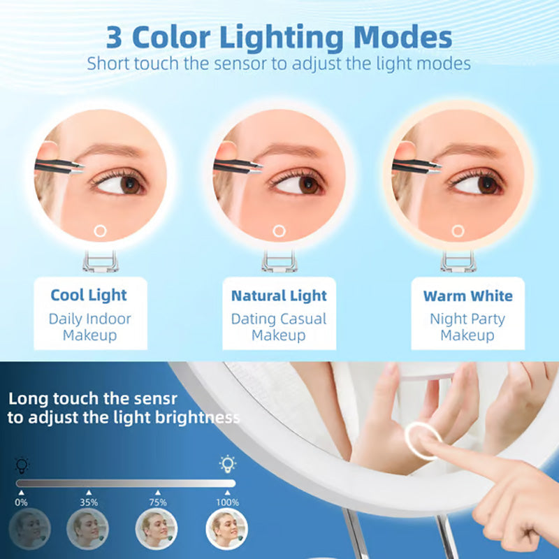 🥳 Espejo de Maquillaje Iluminado Recargable con Aumento – Ilumina tu Belleza con Claridad y Estilo ✨💄