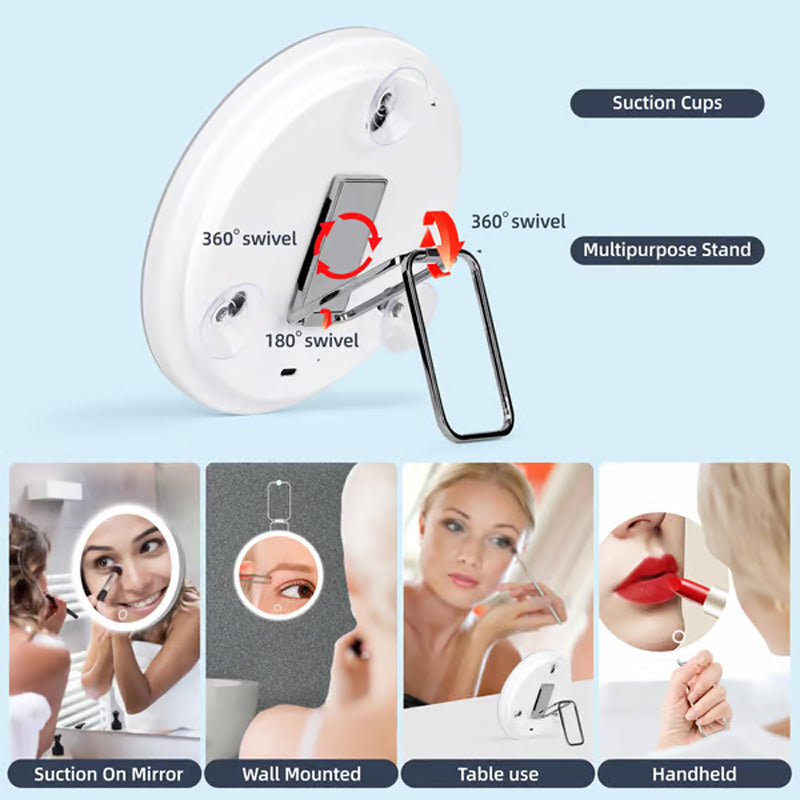 🥳 Espejo de Maquillaje Iluminado Recargable con Aumento – Ilumina tu Belleza con Claridad y Estilo ✨💄