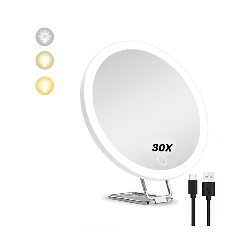 🥳 Espejo de Maquillaje Iluminado Recargable con Aumento – Ilumina tu Belleza con Claridad y Estilo ✨💄