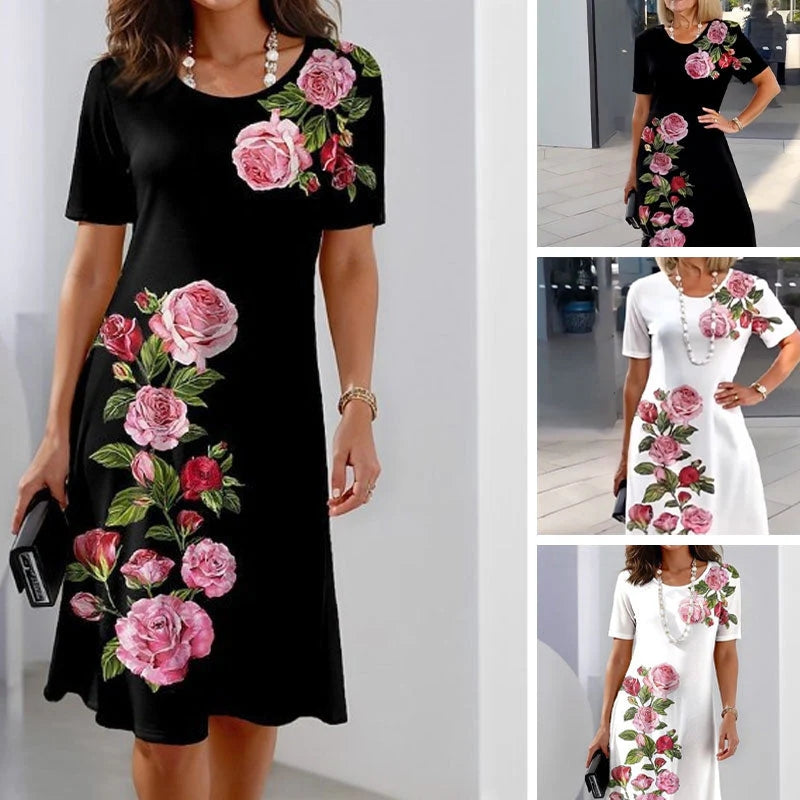 ⏰🔥 ¡50% DE DESCUENTO POR TIEMPO LIMITADO! 🌸👗 Vestido de Manga Corta Rose Bloom – Fresco, Ligero y Perfecto para Primavera 💖✨