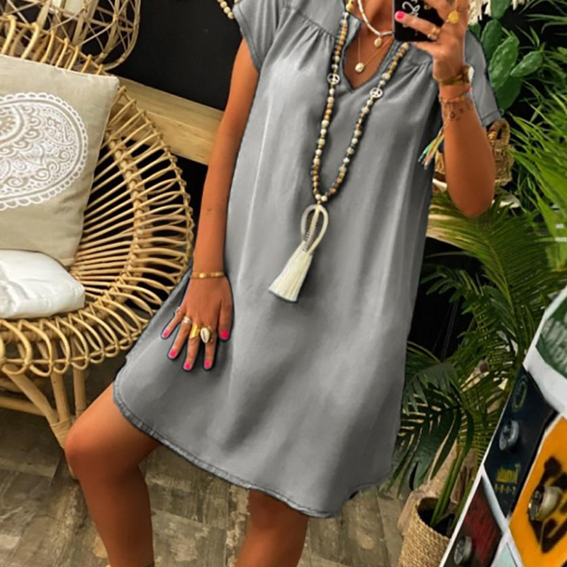 👗🔥 ¡OFERTA 50% OFF! Vestido Casual con Cuello en V – Elegancia y Comodidad Diaria