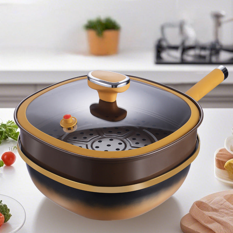🍳✨ Olla de Aleación de Titanio de 12 Pulgadas – Antiadherente Natural, Libre de Tóxicos, con Tapa Hermética y Apta para Lavavajillas 🔥🍴