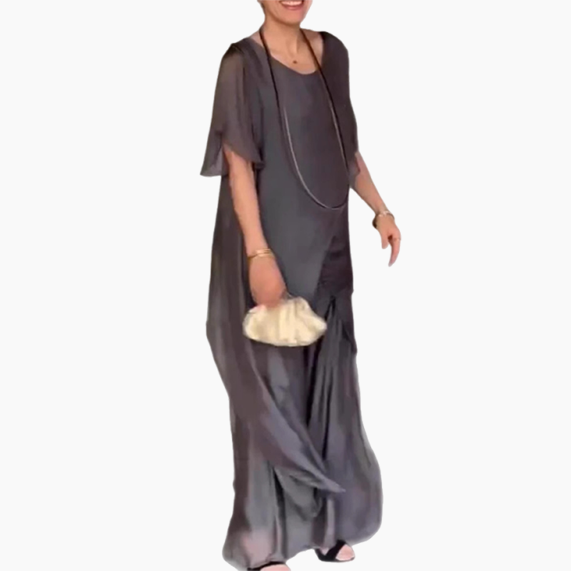 ✨Traje elegante de dos piezas de algodón mercerizado de color liso para mujer.【Top + Pantalones】