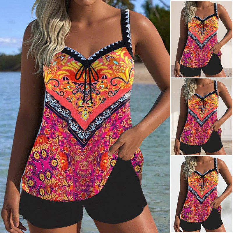 🌞👙 Conjunto de Bañador y Pantalón Corto Estampado – Estilo Fresco y Divertido para Disfrutar del Sol con Comodidad 🏖️🌸