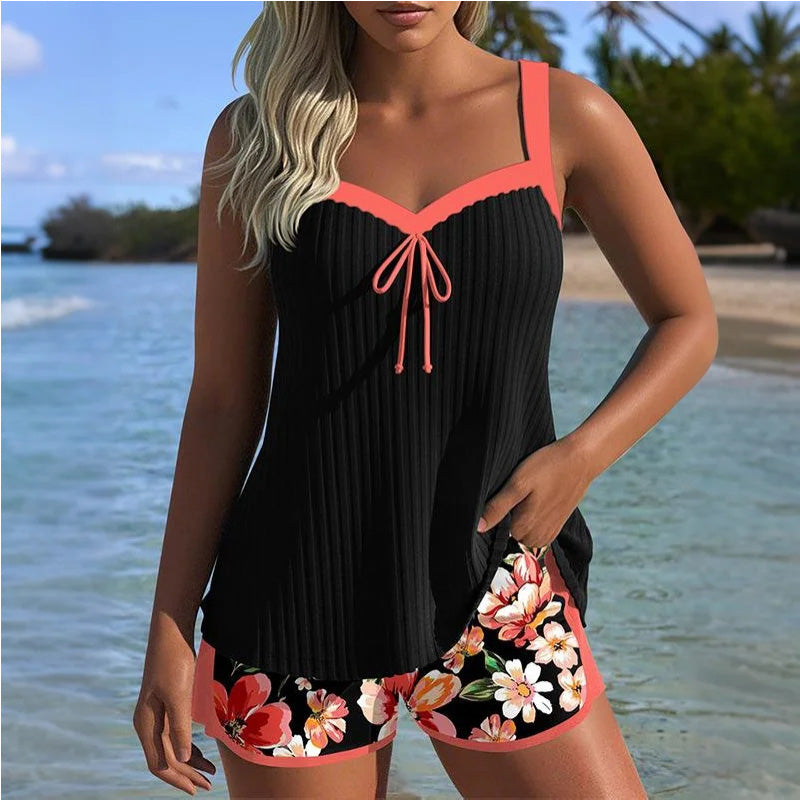 🌞👙 Conjunto de Bañador y Pantalón Corto Estampado – Estilo Fresco y Divertido para Disfrutar del Sol con Comodidad 🏖️🌸