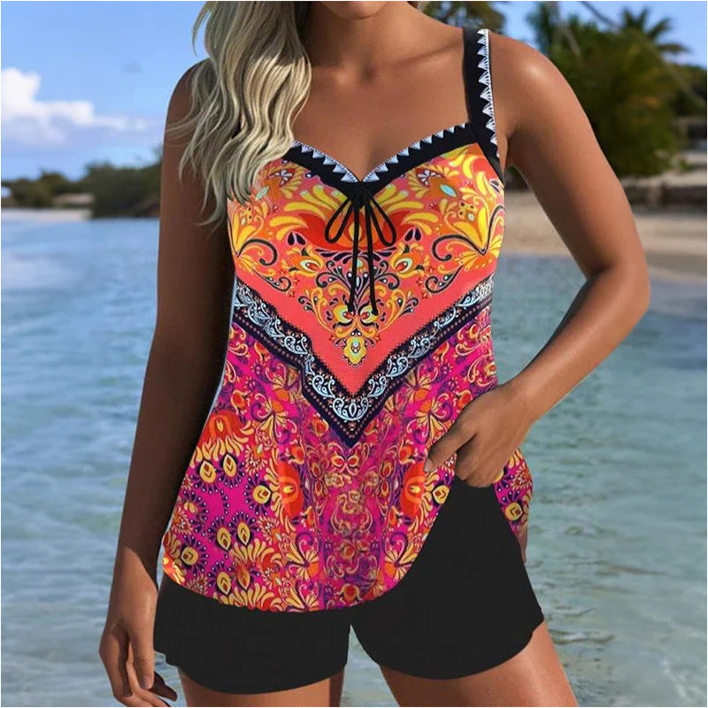 🌞👙 Conjunto de Bañador y Pantalón Corto Estampado – Estilo Fresco y Divertido para Disfrutar del Sol con Comodidad 🏖️🌸
