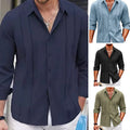 👕 Camisa de Manga Larga para Hombre – Color Sólido, Estilo Versátil y Cómodo para Todos los Días ✨🧑‍🦱