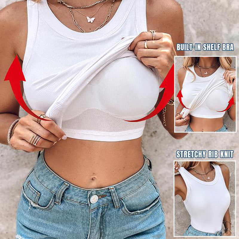 ⏰🔥 ¡Oferta Especial 50% OFF! 👚 Camiseta Sin Mangas con Sujetador – Comodidad y Soporte para Cada Momento ✨💖