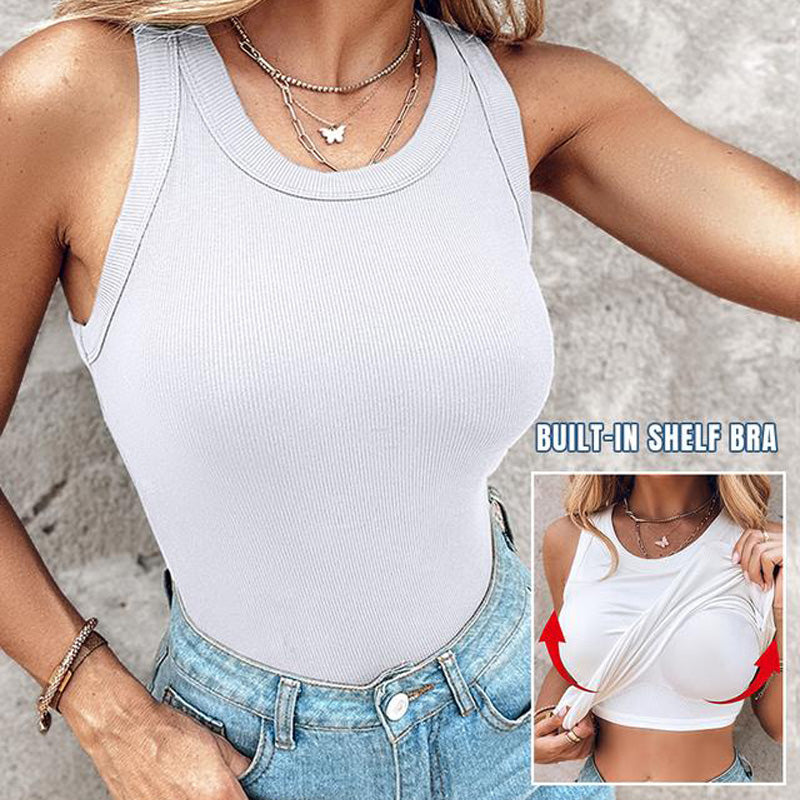 ⏰🔥 ¡Oferta Especial 50% OFF! 👚 Camiseta Sin Mangas con Sujetador – Comodidad y Soporte para Cada Momento ✨💖