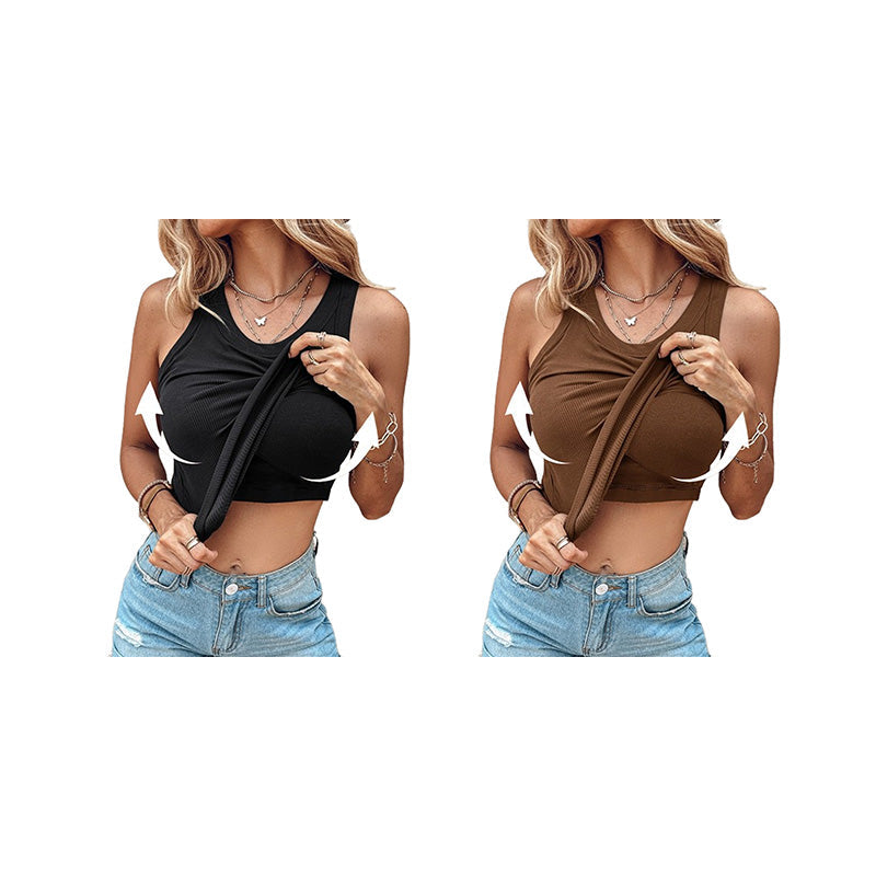⏰🔥 ¡Oferta Especial 50% OFF! 👚 Camiseta Sin Mangas con Sujetador – Comodidad y Soporte para Cada Momento ✨💖