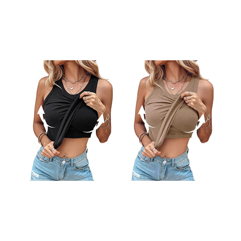⏰🔥 ¡Oferta Especial 50% OFF! 👚 Camiseta Sin Mangas con Sujetador – Comodidad y Soporte para Cada Momento ✨💖
