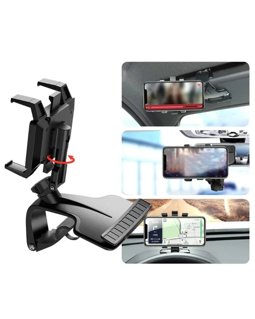 📱🚗 Soporte Universal para Teléfono para Salpicadero de Coche con Rotación 1200° 🔄✨ Ajuste Perfecto y Visión Óptima Mientras Conduces 🛣️🌟