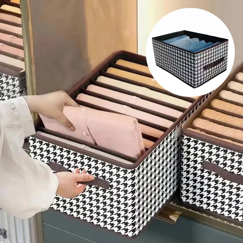 👖 Organizador de Jeans Plegable para Armario – Ahorra Espacio con Divisores Ajustables y Panel Transparente 🏠✨