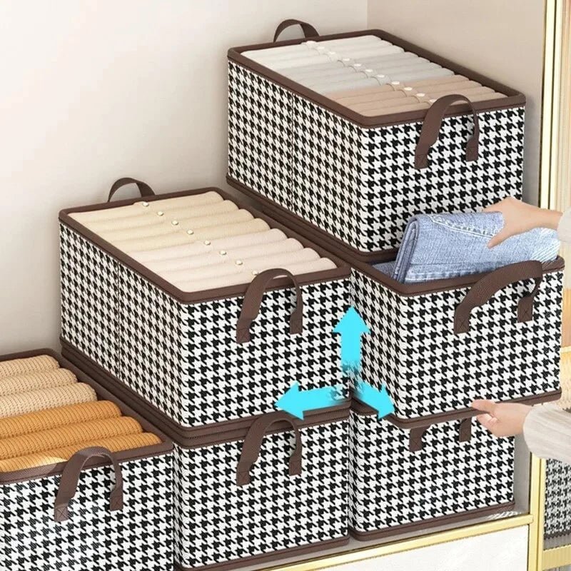 👖 Organizador de Jeans Plegable para Armario – Ahorra Espacio con Divisores Ajustables y Panel Transparente 🏠✨