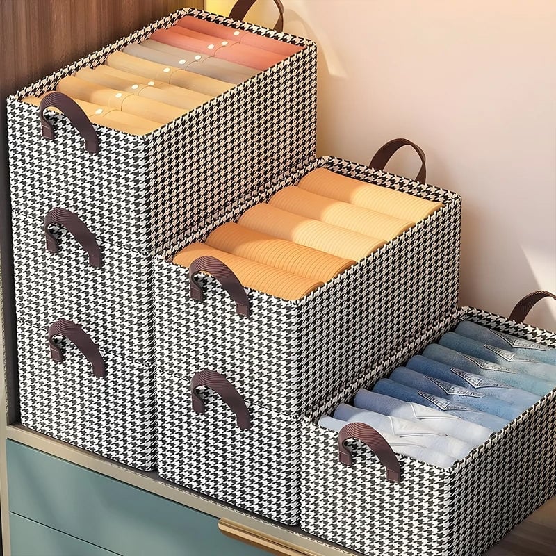 👖 Organizador de Jeans Plegable para Armario – Ahorra Espacio con Divisores Ajustables y Panel Transparente 🏠✨